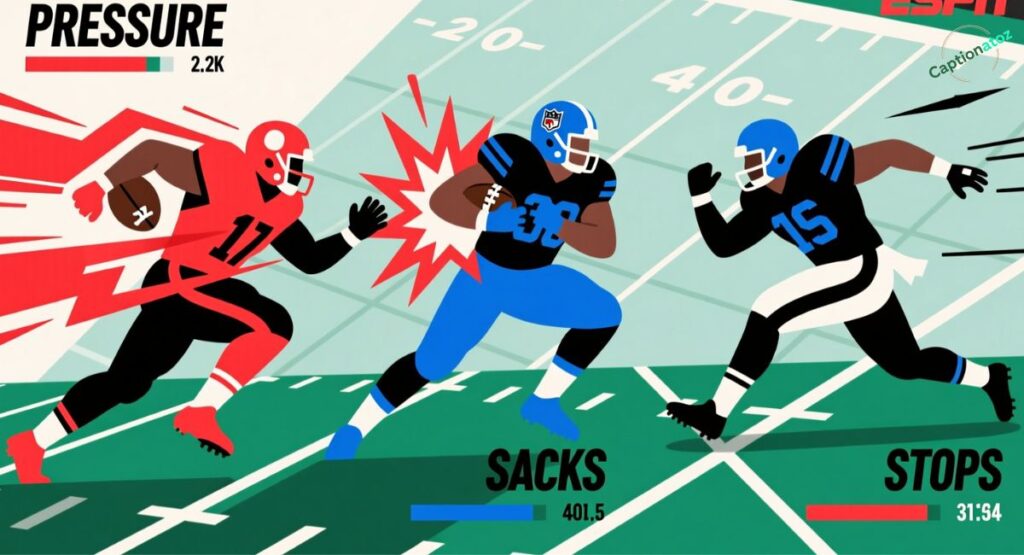 Defense Comparison Pressure, Sacks & Stops